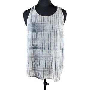 Sonoma Women’s Sleeveless Tank Top Medium Lace Up Back White Black Tie Dye